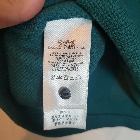 Eddie Bauer Lace Embellished Thermal Henley Women's P XS Green Holiday Christmas - Picture 7 of 9